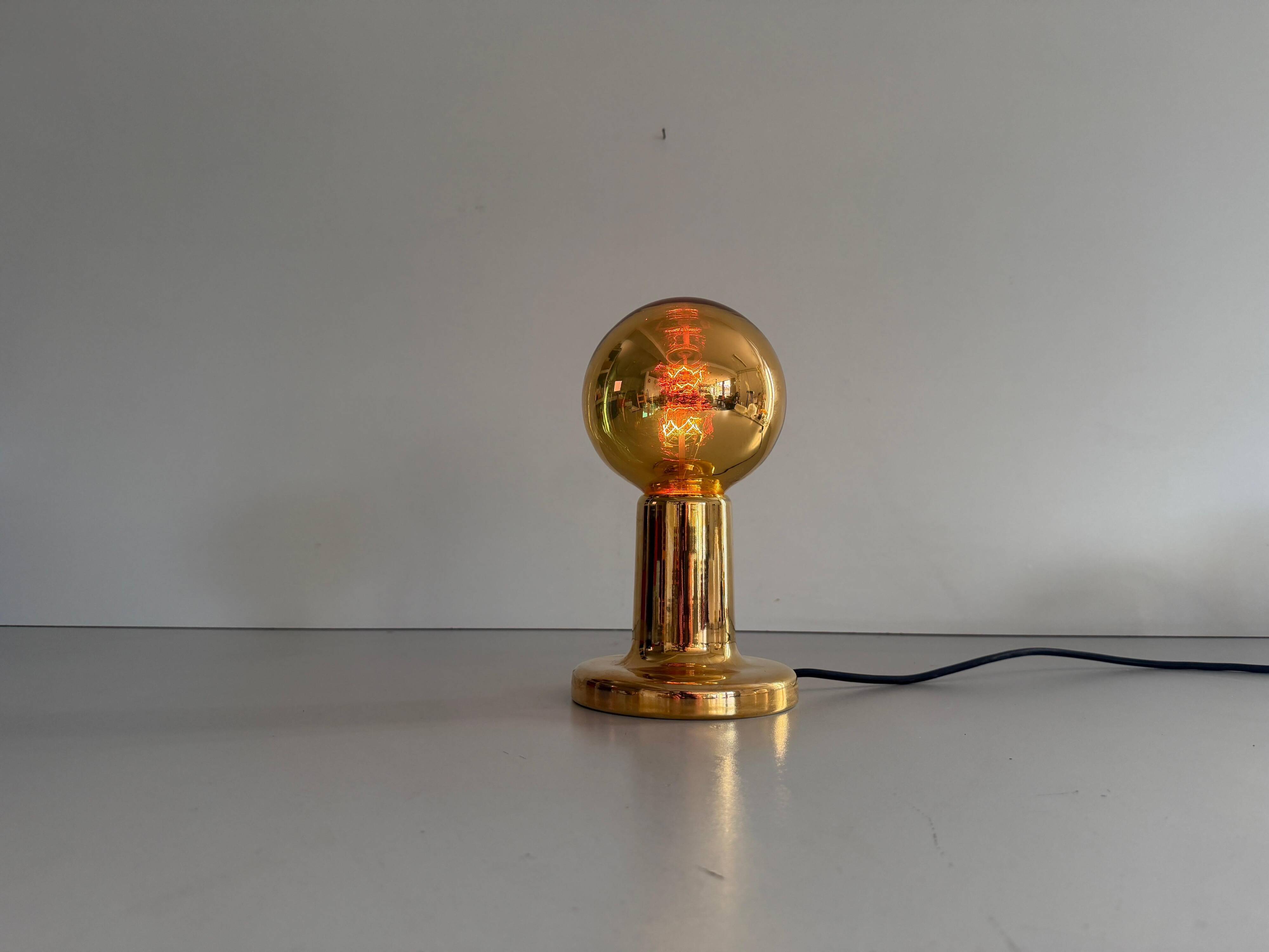 Simple table lamp in gilded porcelain by Philips NTD, 1960s, Germany.