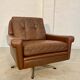 Vintage danish retro mid-century svend skipper brown leather chair & stool 60s