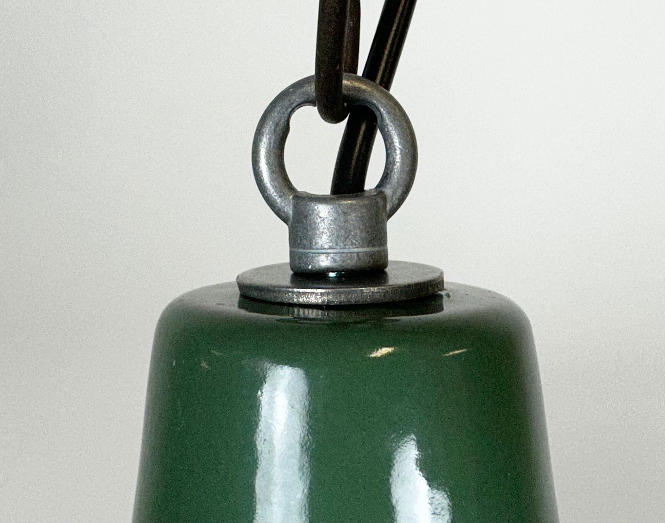 Industrial green enamel pendant lamp, 1960s