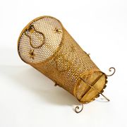 Large Mid-Century Regency umbrella stand made of gilded metal, Italy 1960s
