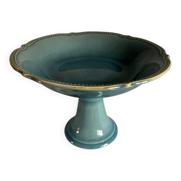 Coupe sur pied faïence bleue