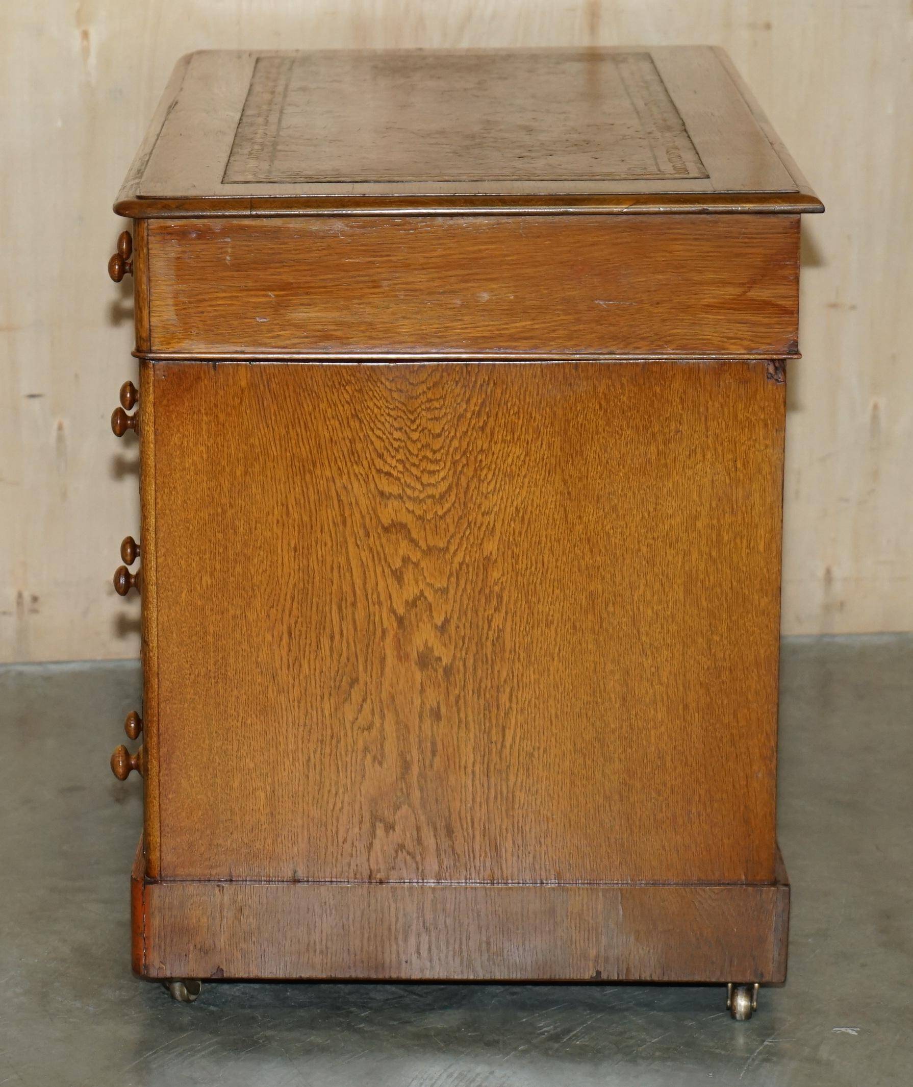 Victorian oak desk with hand-dyed leather.