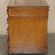 Bureau victorien en chêne miel avec cuir teint à la main