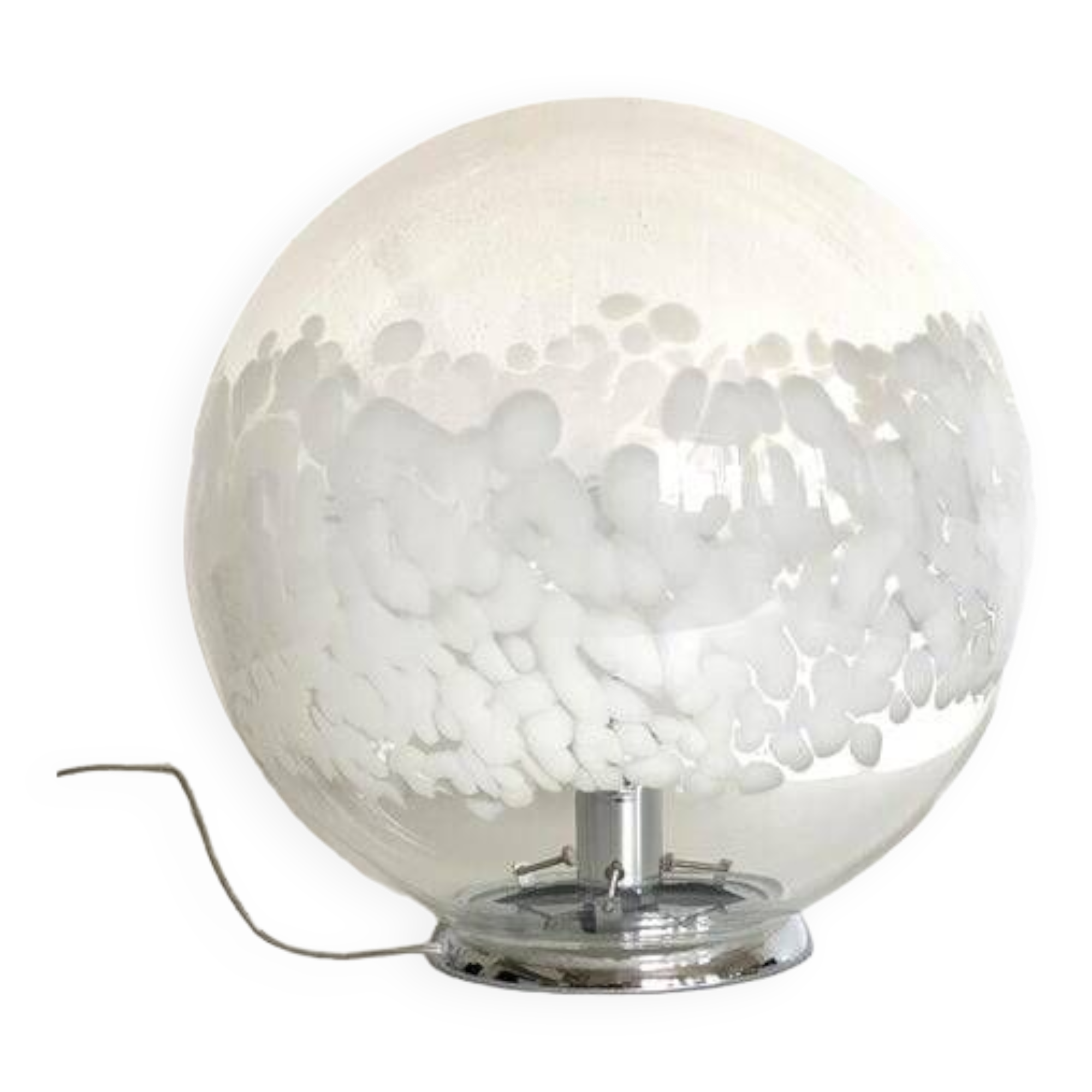 Contemporary scenographic murano white murano glass table lamp in 70's style
