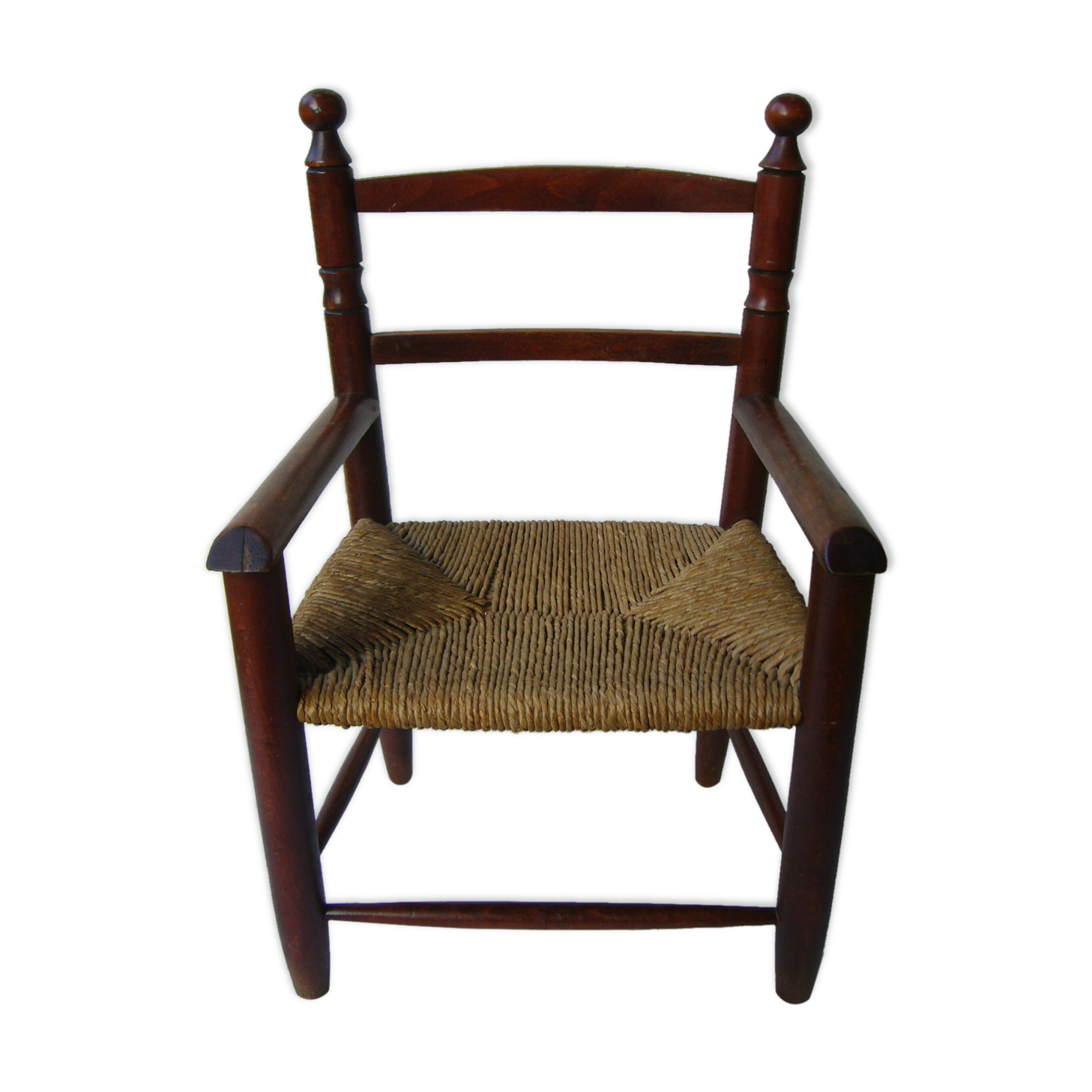 Wooden child's chair and mulched seat