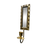Vintage Art Deco Brass Wall mirrored Candle Sconce