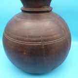 Large carved wooden pot / India