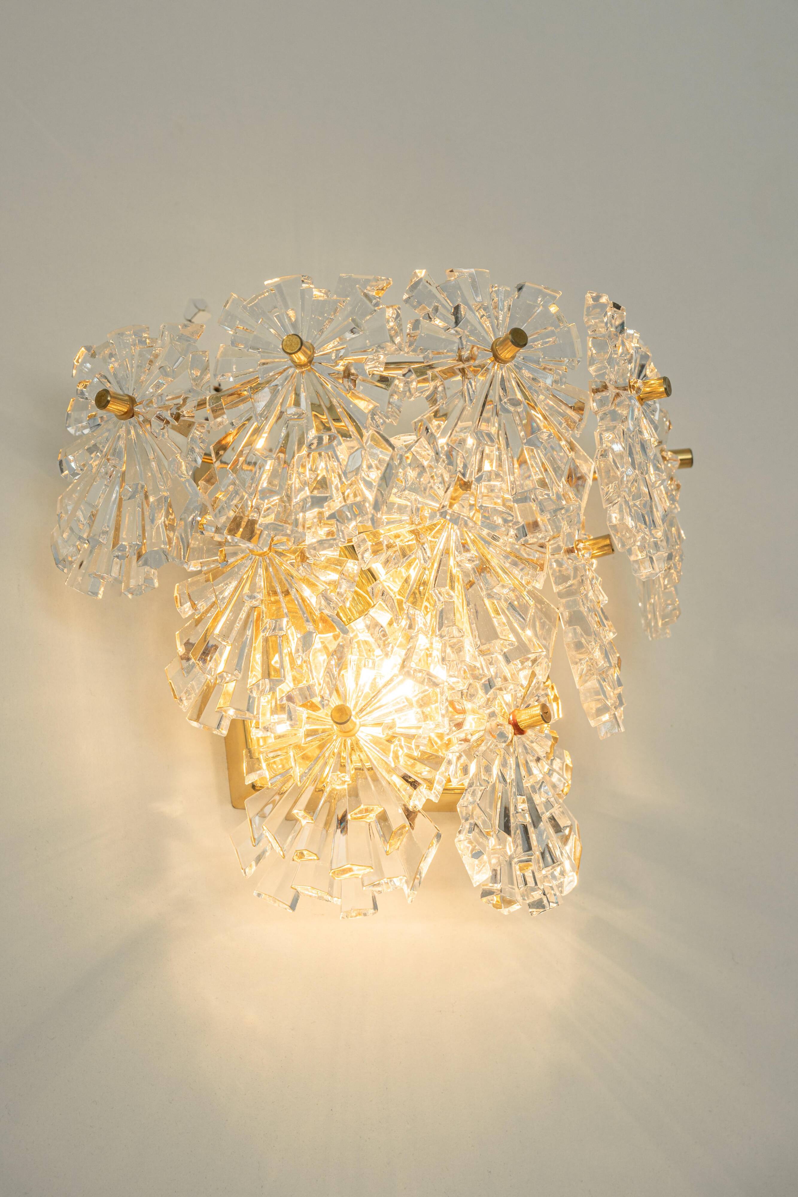 pair of crystal wall lights by Kinkeldey, Germany, 1970s.