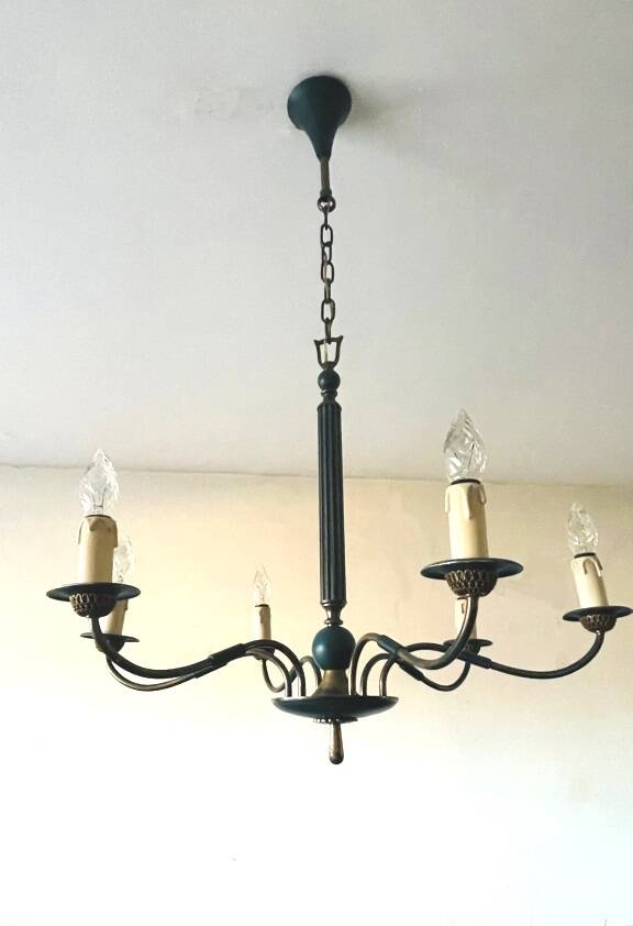 Vintage neoclassical style column chandelier 50s