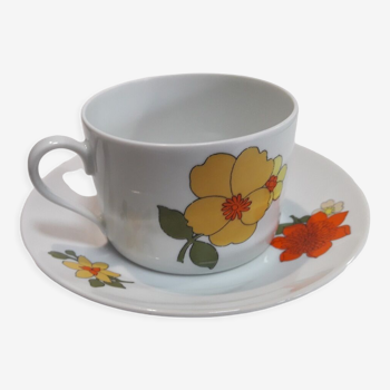 Tasse à thé et sous tasse petit déjeuner Hutschenreuther, porcelaine vintage