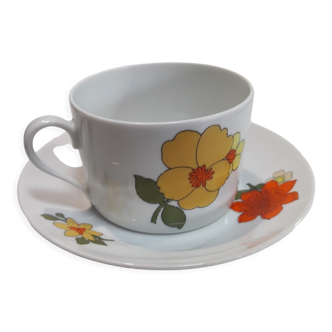 Hutschenreuther Breakfast Teacup and Saucer, Vintage Porcelain