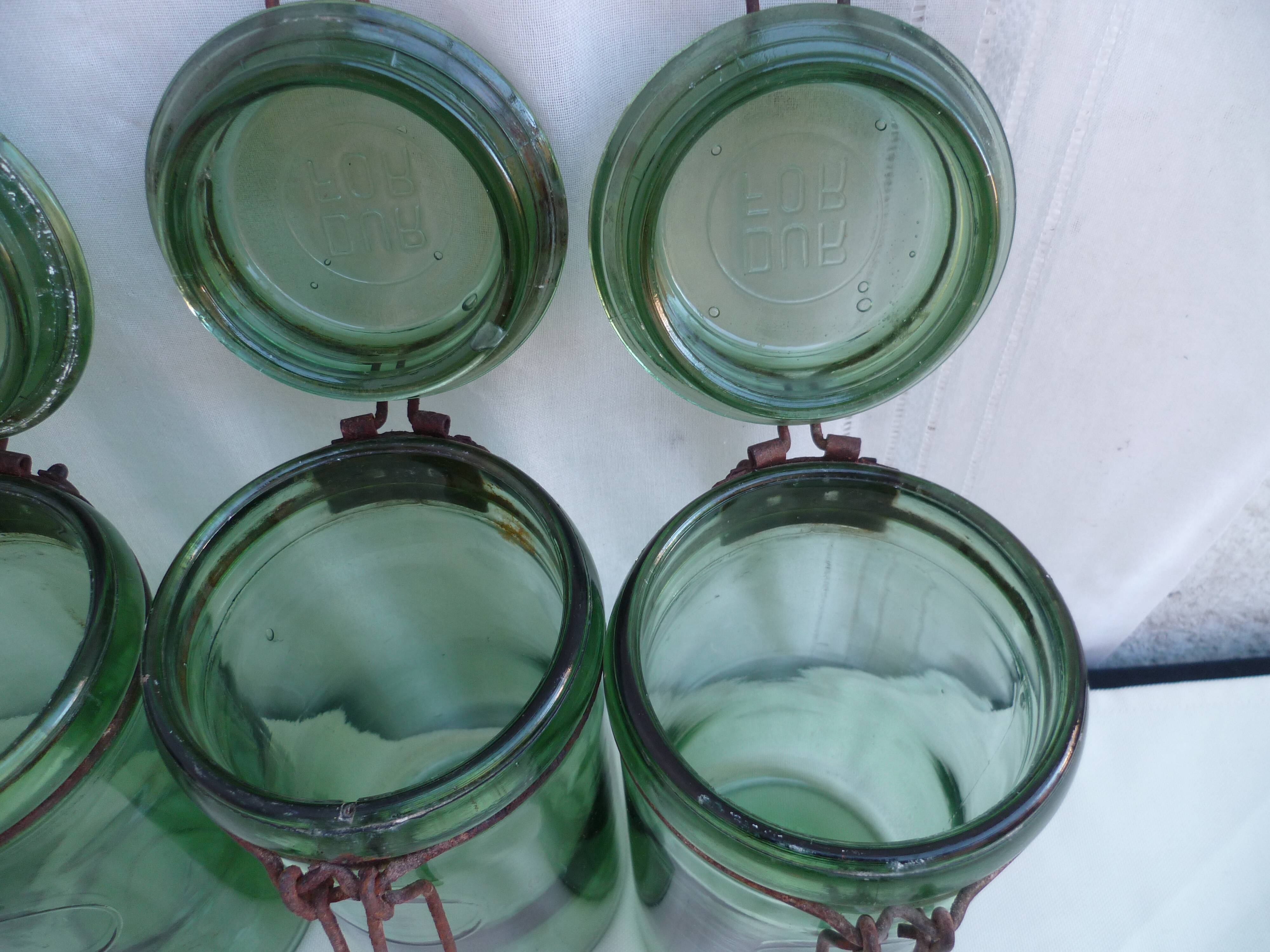 4 jars 1 liter bottle green Durfor to 1950s