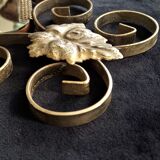 Square mirror with vine leaves and golden metal windings, 1960s