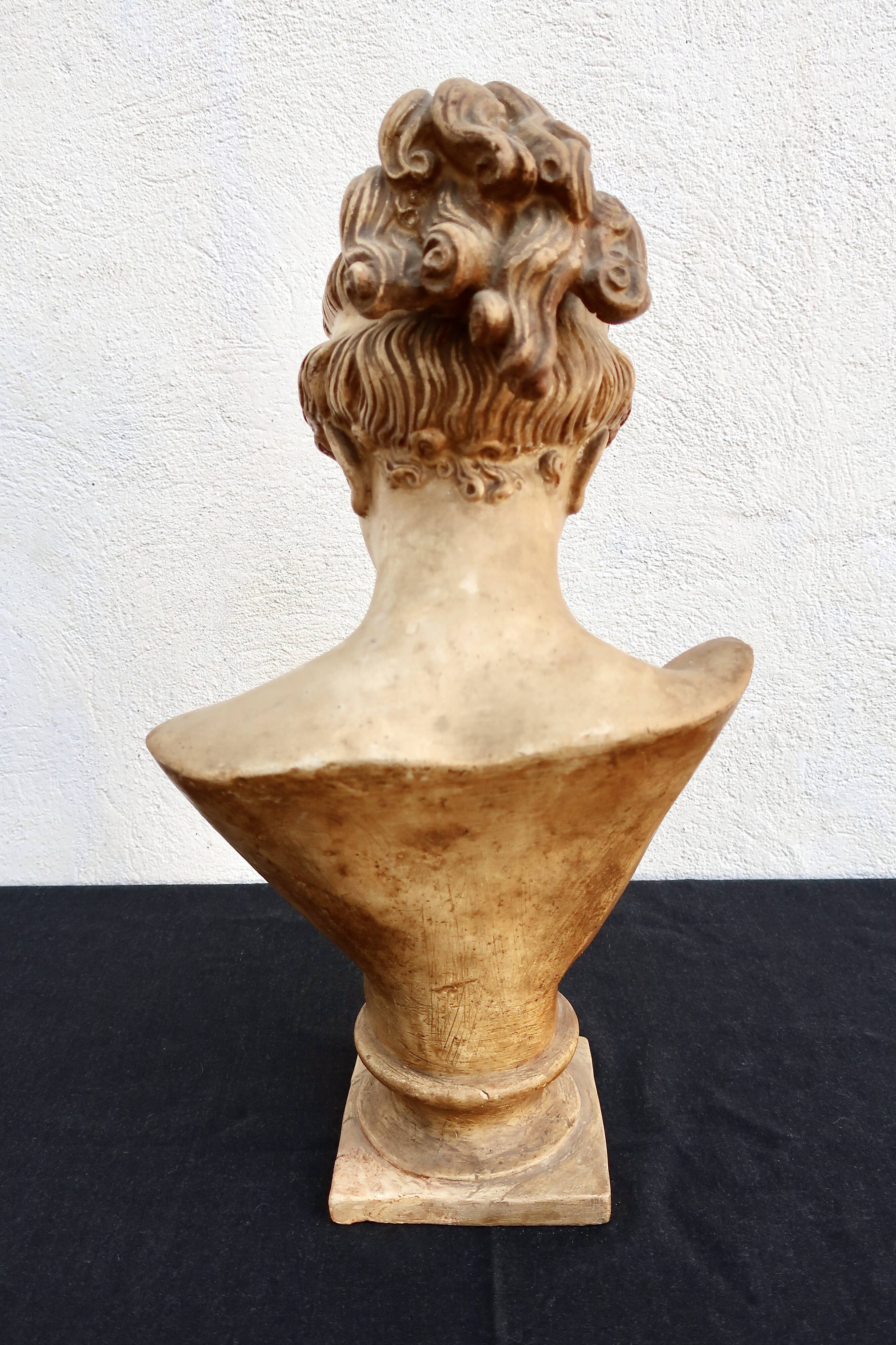 Antique plaster bust after Antonio Canova, "Hebe", circa 1900