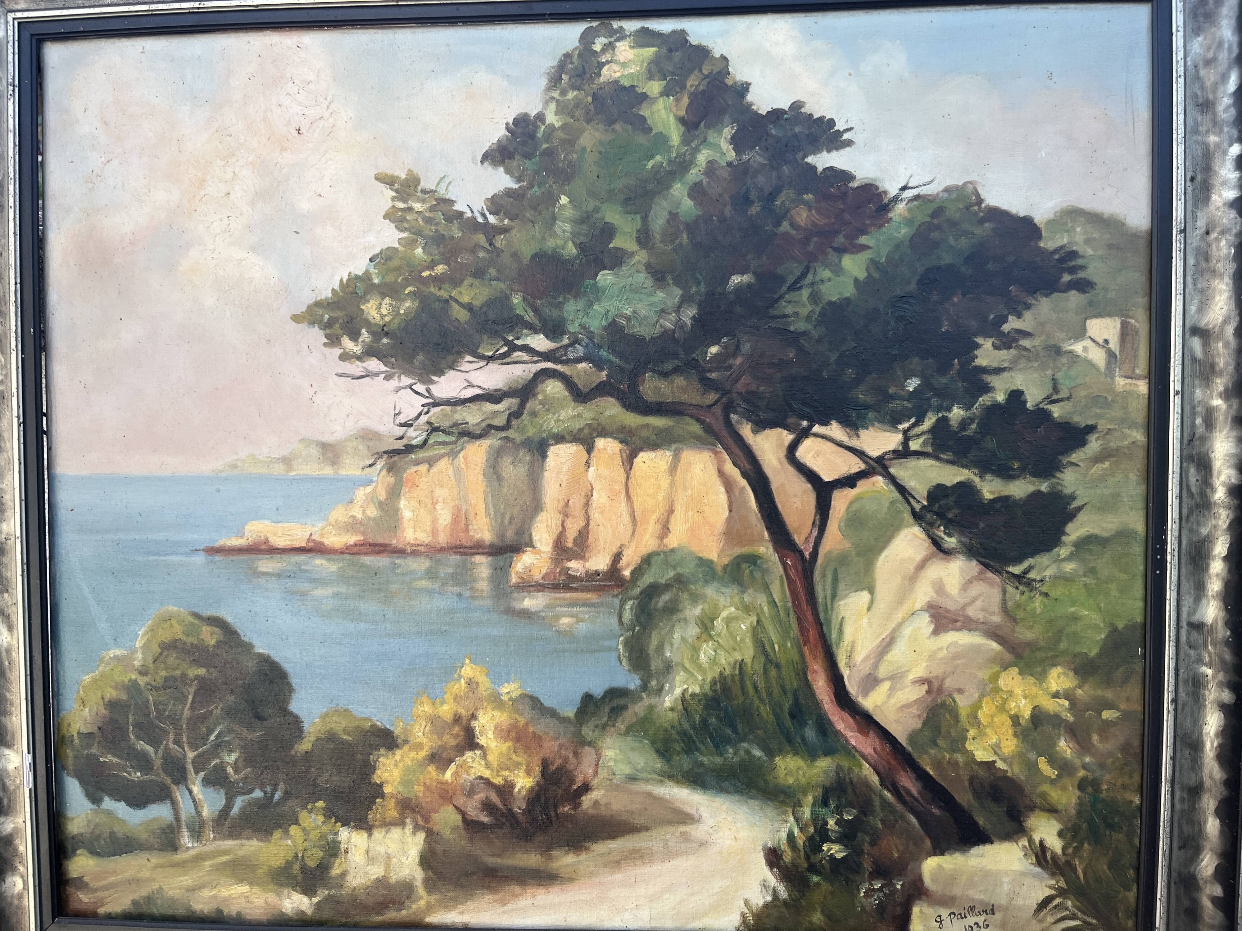 Mediterranean Landscape Painting – Signed G. Paillard 1936
