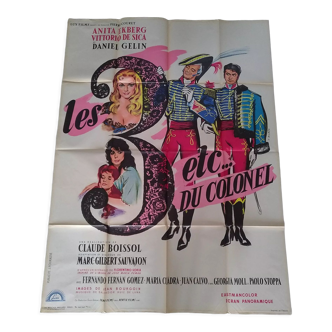 Une affiche de cinéma pliée originale : Les trois ect. du colonel 1960 Daniel Gelin De Sica