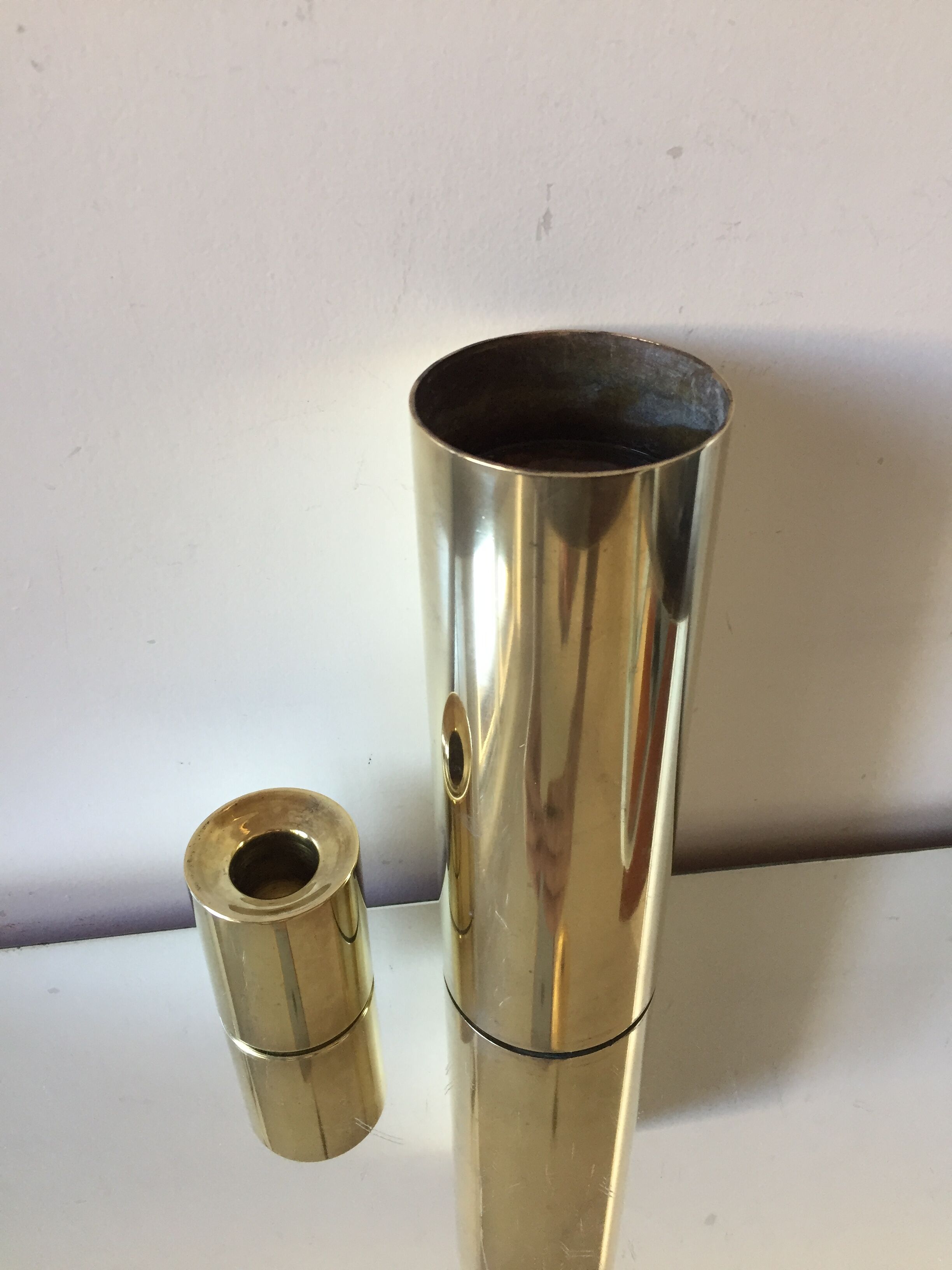 Danish mid century brass candleholders set of 2