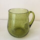 Vase with bubbled glass handle