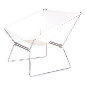 1950s easy chair AP 14 white canvas Pierre Paulin for A. Polak Netherlands
