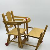 Vintage wooden doll high chair convertible into a walker