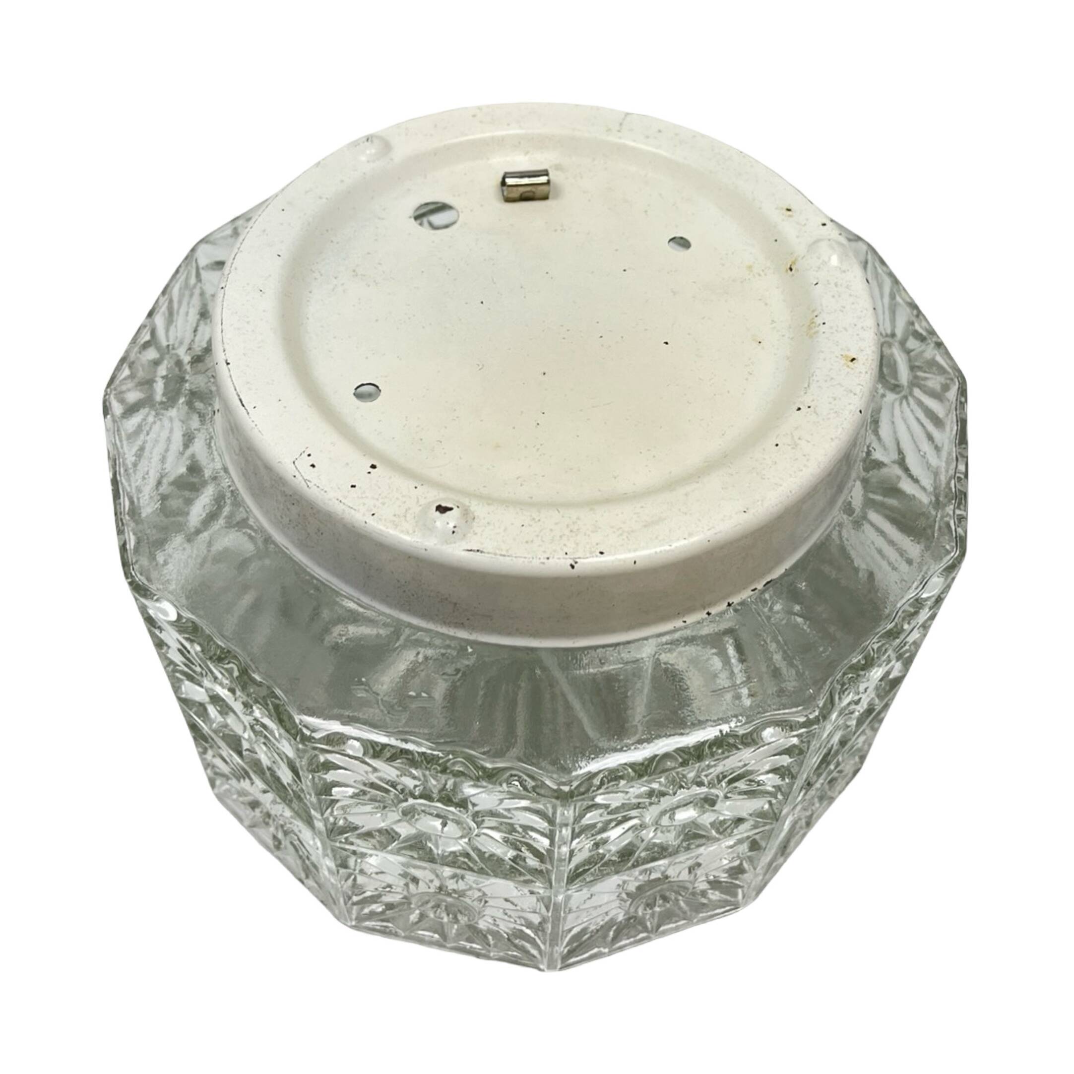 Lampe de plafond en verre avec rosace en cristal, style Hillebrand, Allemagne, années 1970.