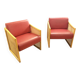 Pair of vintage wooden and caned armchairs – 1980