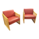 Pair of vintage wooden and caned armchairs – 1980