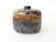 Round stoneware vase, brown and cream glaze, vintage handmade pottery
