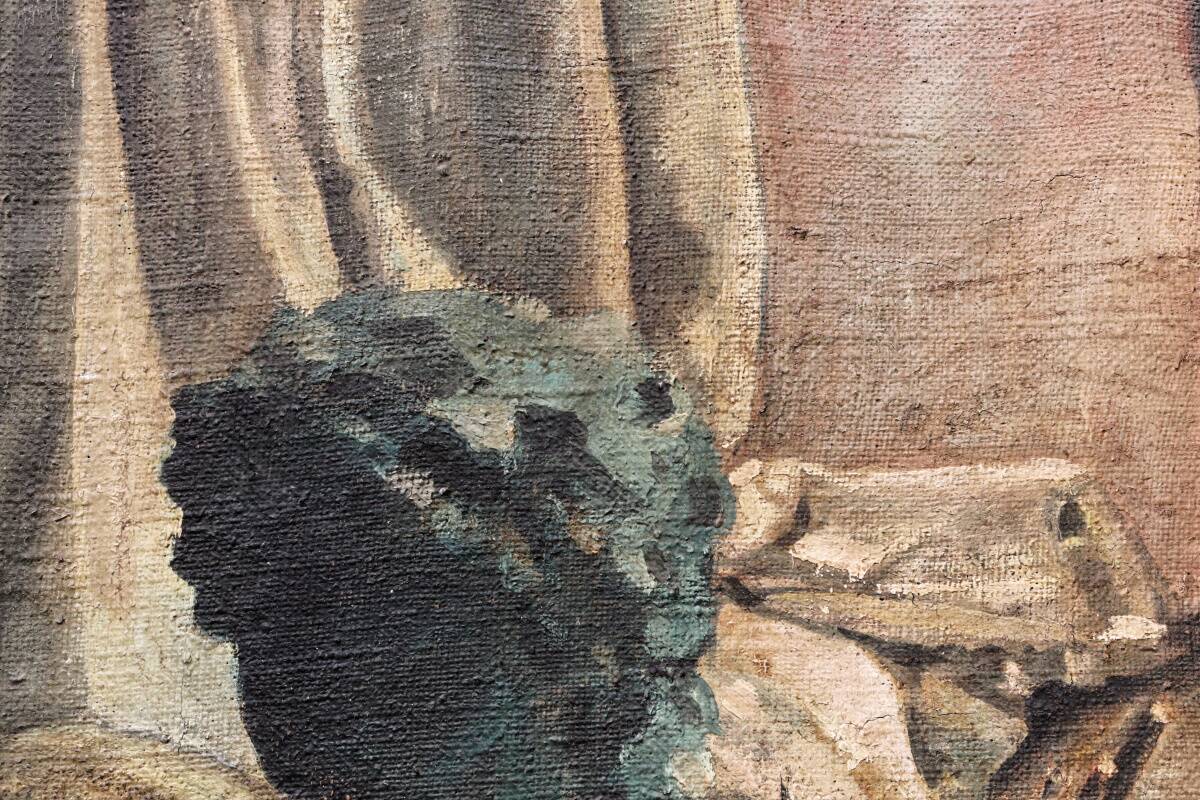 Oil on canvas, studio decor, signed, 1928