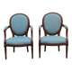 Pair of Louis XVI style medallion armchairs