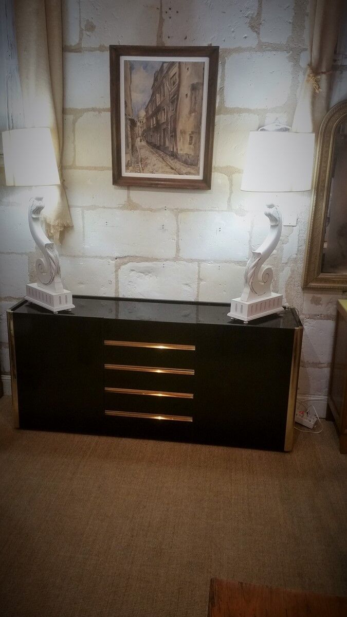 Lacquered and brass sideboard edited by Marie Sabot in the 70