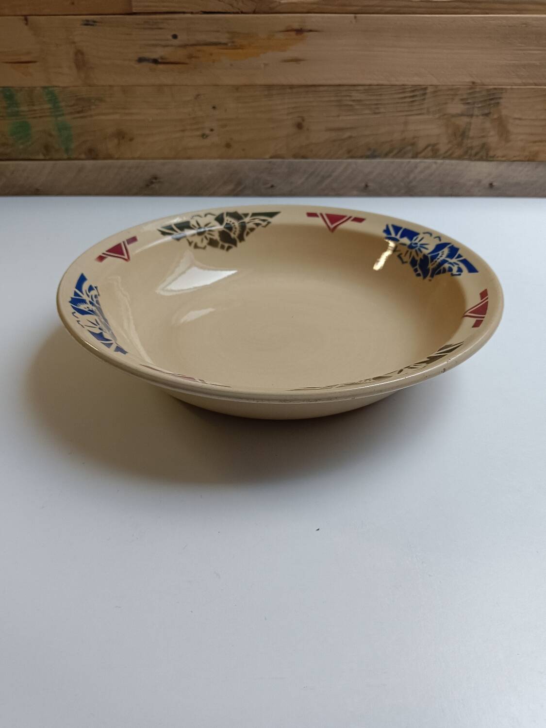 Large Badonviller art deco deep dish