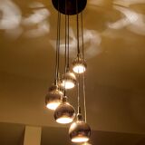 Large vintage pendant lamp gilded with fine gold