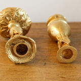 Pair of handmade candle holders, cast iron