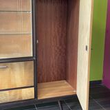 Vintage secretary cabinet from the 50s/60s in walnut and birch with compass feet