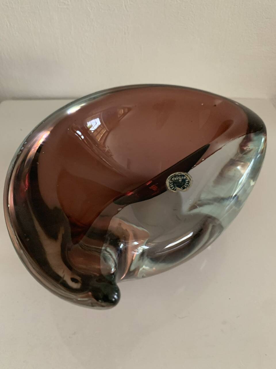 Vintage ashtray, Murano Sommerso, with pestle and label, circa 1960s