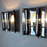 Pair of Tubular Chrome wall lamps, Denmark, 1970