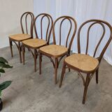 Set of 4 Vintage Thonet Style Dining Chairs: Bentwood Cane Seat, 1970s Bist