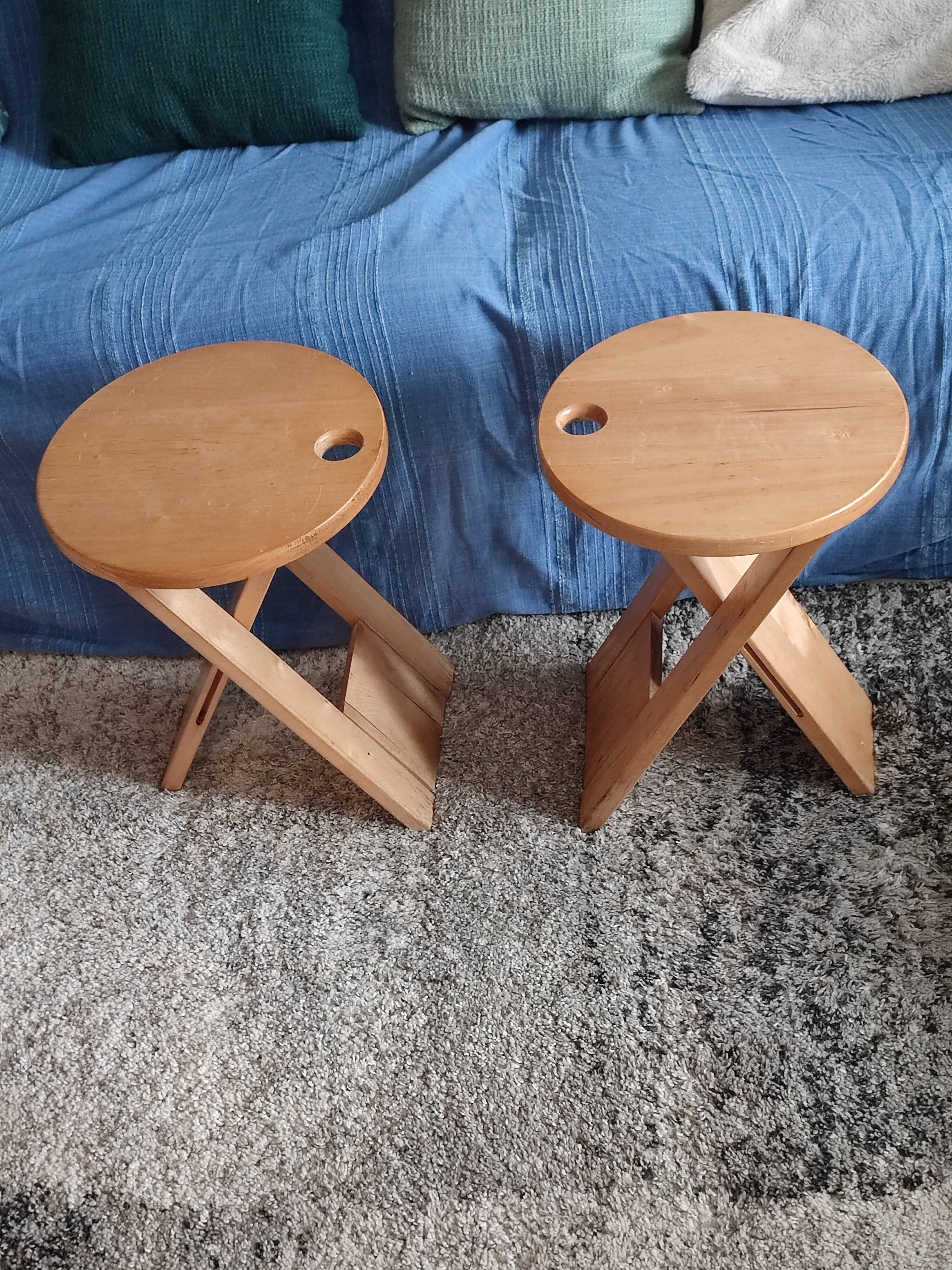 Paire de tabourets pliables Adrien Reed vintage
