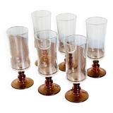 6 70s champagne flutes with amber stem