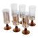 6 amber-stemmed champagne flutes, 1970s