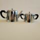 Teapot and sugar pot stainless steel vintage art deco style