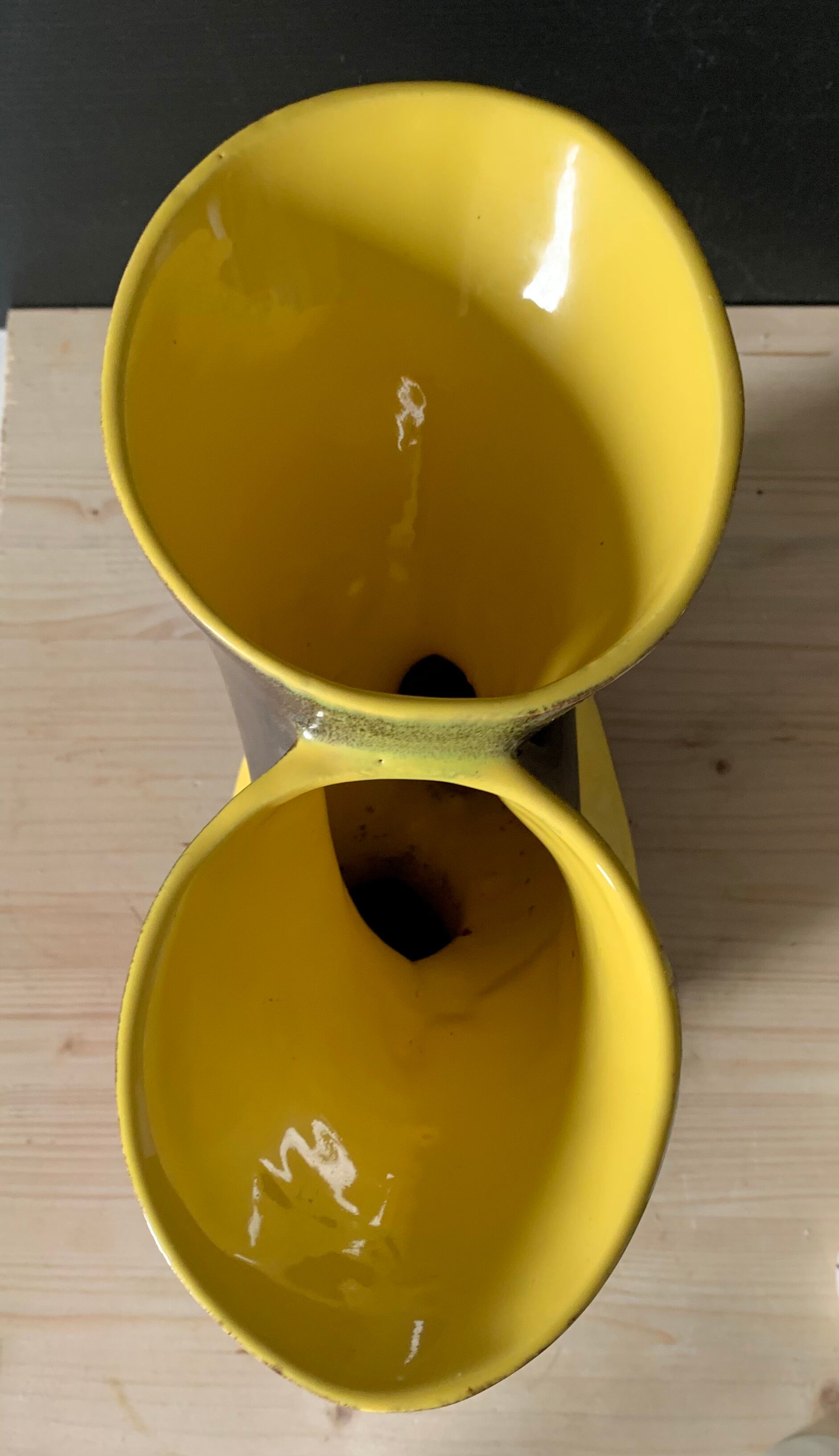 Large yellow and black vase