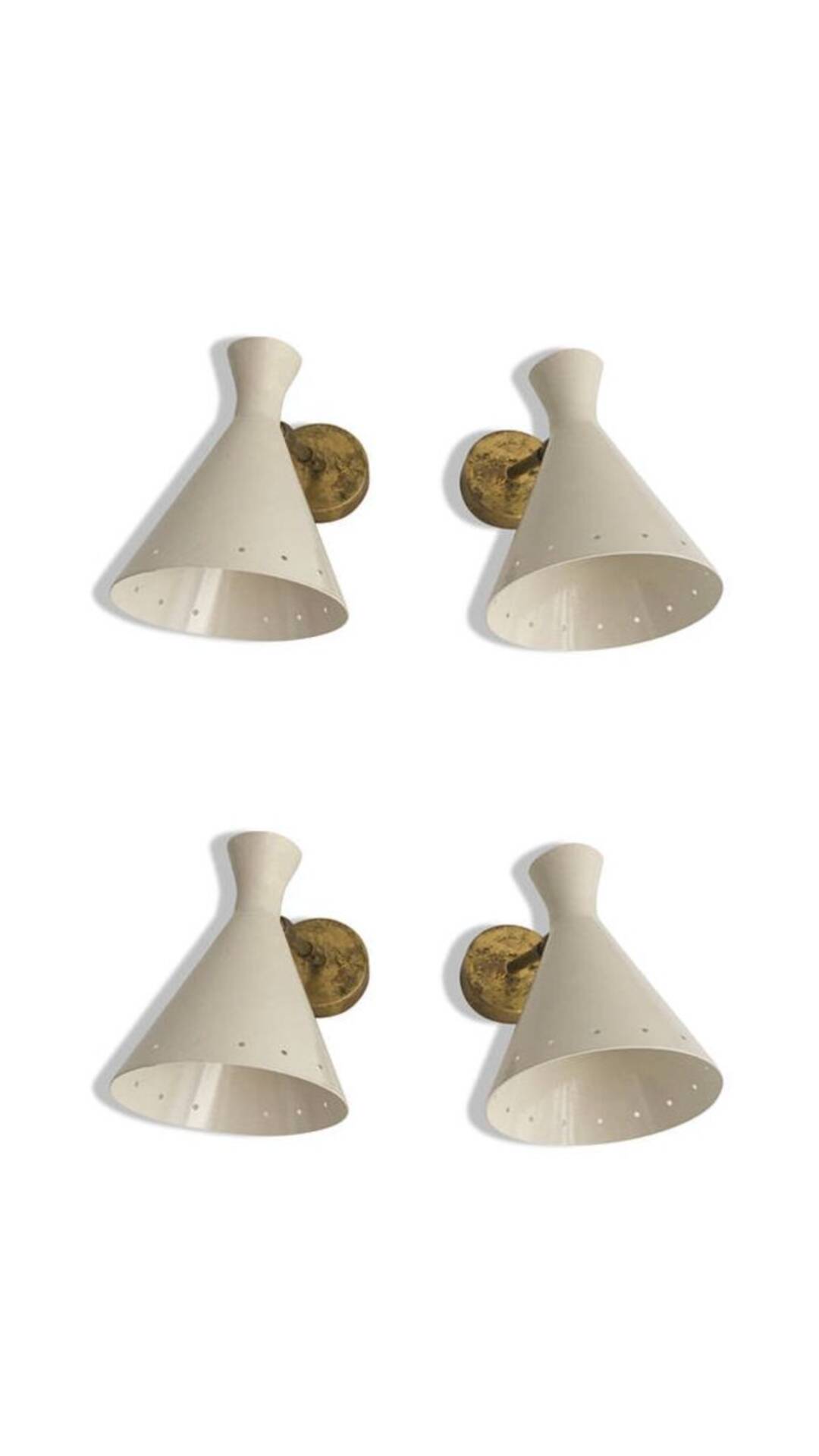 Set of 4 Italian design wall lights from the 1950s