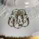 Soup tureen, vegetable dish in fine Limoges porcelain Monograms PJC gold