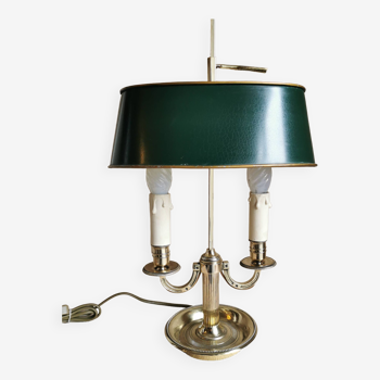 Lampe bouillotte en bronze à deux bras de lumière