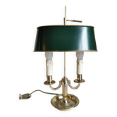 Lampe bouillotte en bronze à deux bras de lumière