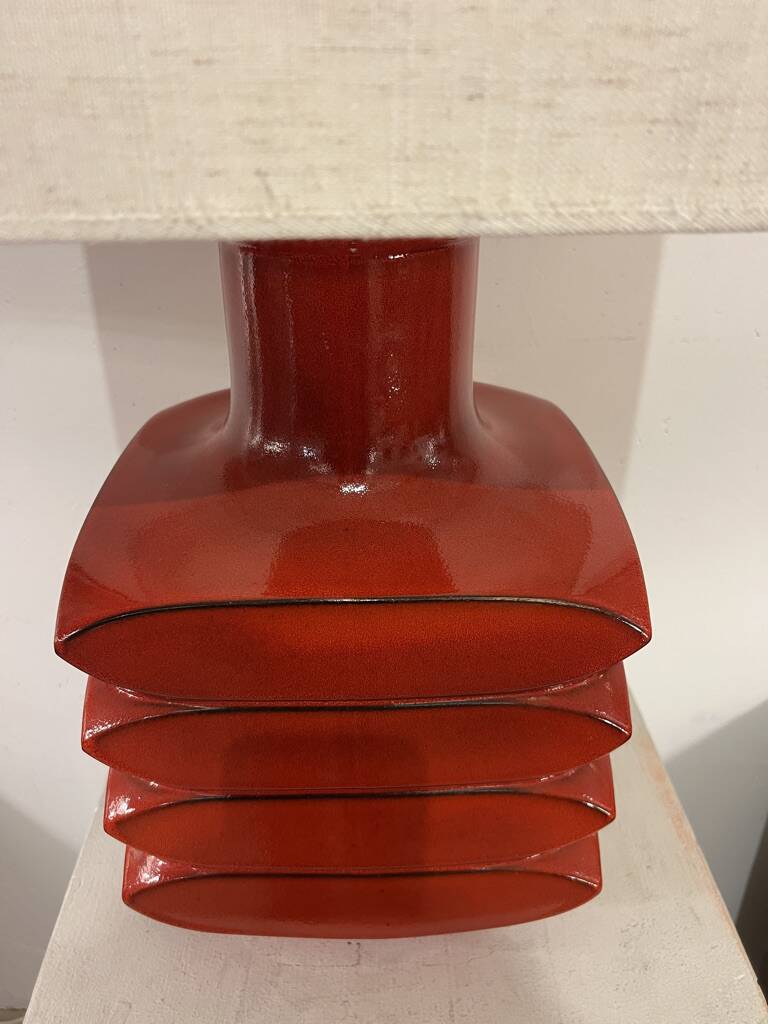 Table Lamp By Cari Zalloni, Red Ceramic, Germany, 1970s