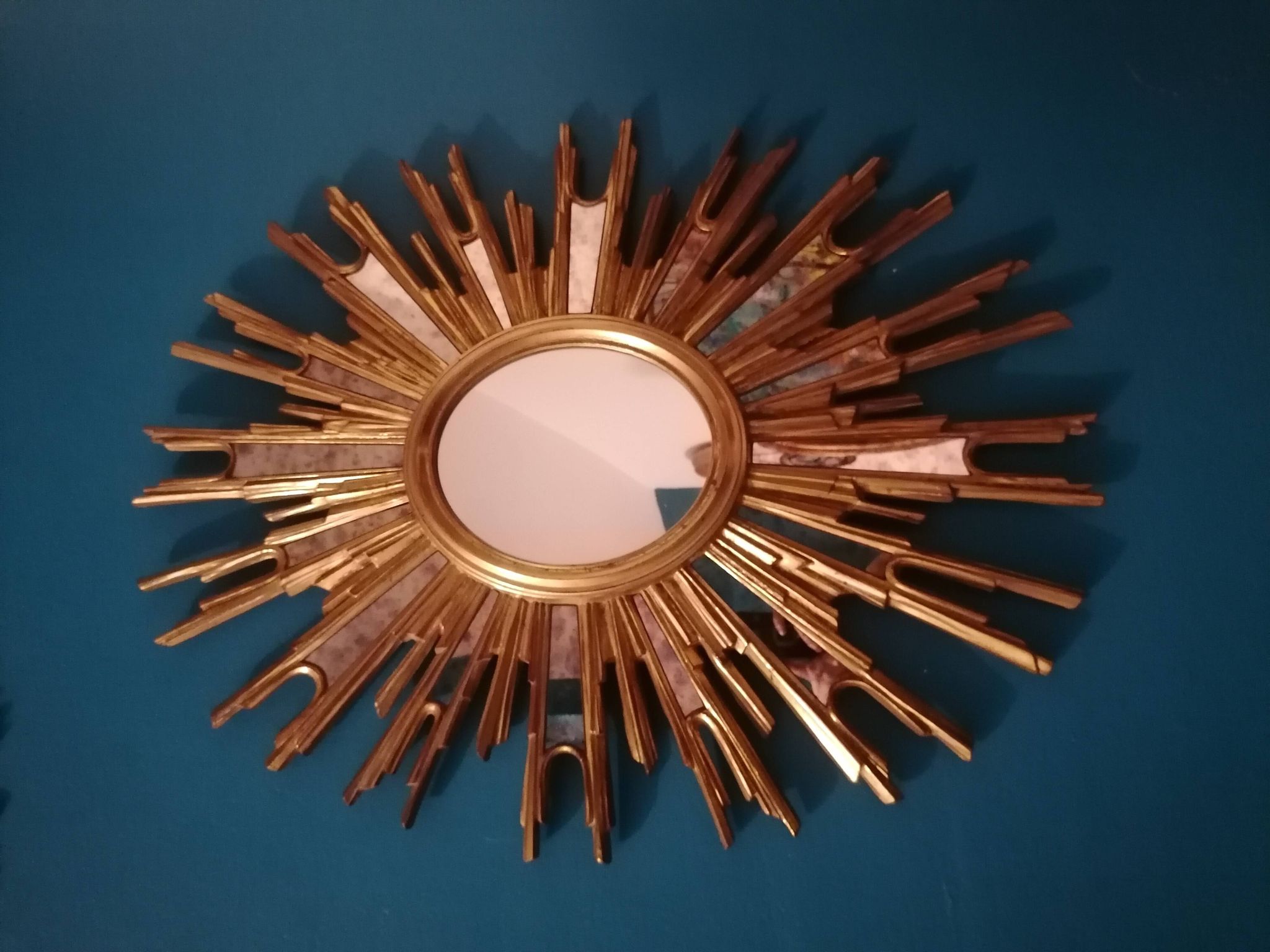Grand miroir soleil à parecloses - Mid century / Regency - Decknudt
