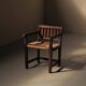 Handcrafted oak and straw armchair, France, circa 1950.